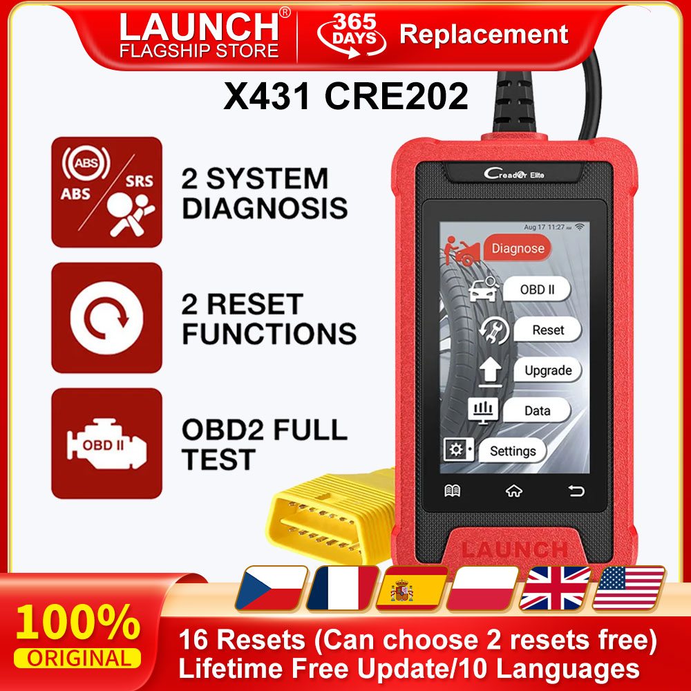LAUNCH-Outils de diagnostic Creader Elite OBD2, X431, 2 systèmes, ABS, SRS, 2 réinitialisations, EAU EOBD, mise à jour gratuite à vie
