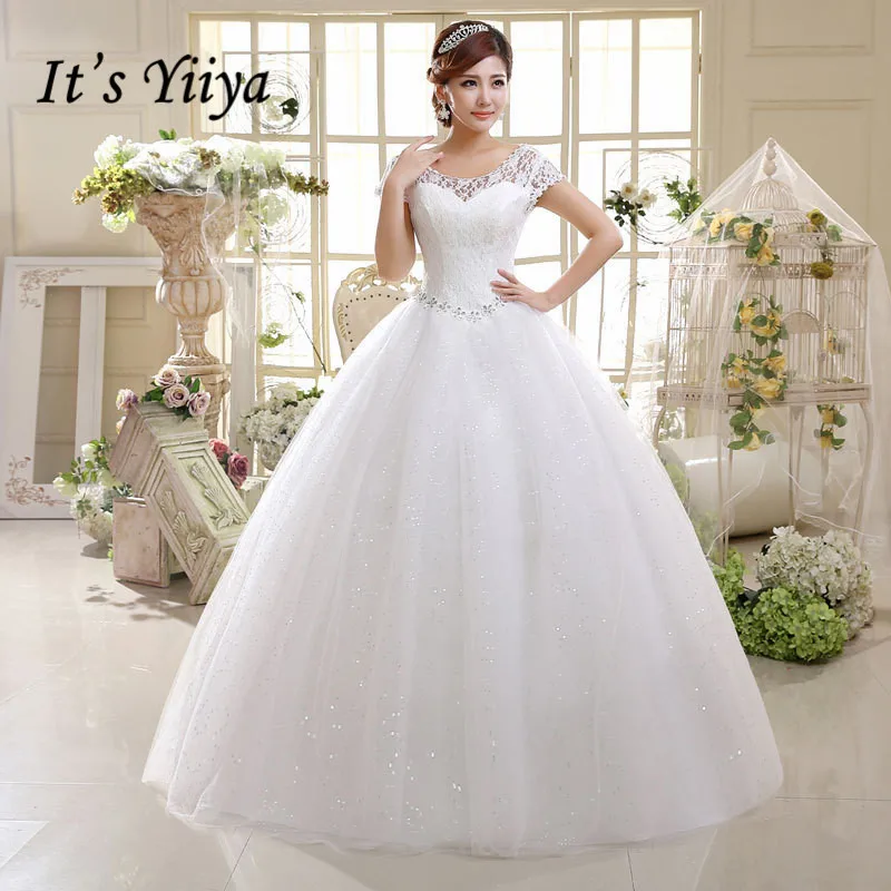 Plus size Vestidos De Novia Real Photo Red pure White Lace O-neck Sequins Suknie ślubne Tanie suknie ślubne Princess Bride Frock HS587