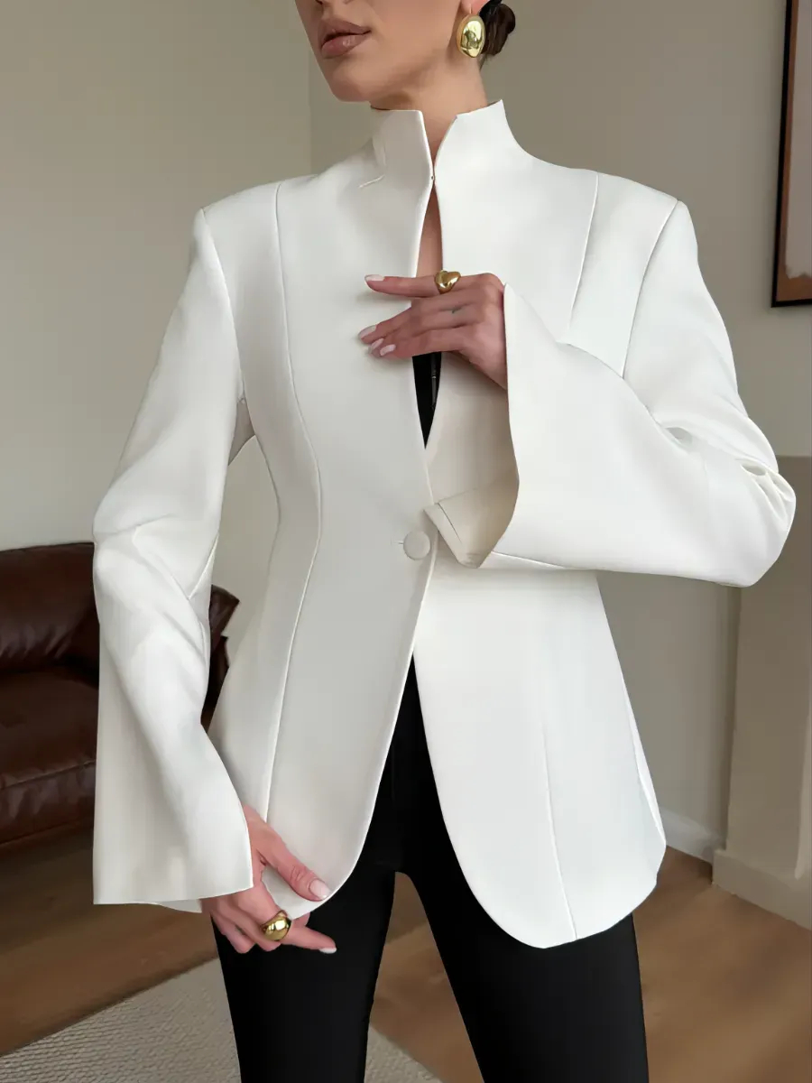 BJTZ 2026 Blazer da Donna Primavera Autunno, Monopetto Tinta Unita, Vestibilità Slim, Manica Lunga, Giacca da Lavoro per Ufficio, Casual