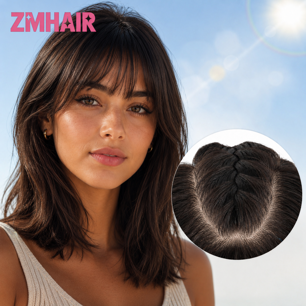 Malaysian Human 100%Hair Wig with Bangs 180% Density Center Part Silk Base Top Wigs Silky Straight Natural Hairline Elegant Hair