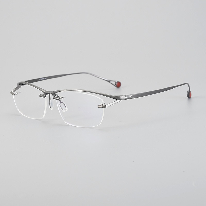 Hand Made Business Men's Glasses Square Frame Pure Titanium Frameless Can Be Matched Preacription Anti-blue Light Glasses Frame