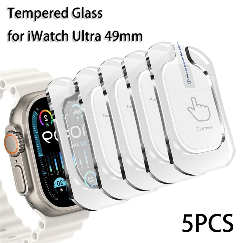 5 個の強化ガラス Apple Watch Ultra 2 49 ミリメートルアンチスクラッチスクリーンプロテクター iWatch Ultra 秒インストール保護フィルム