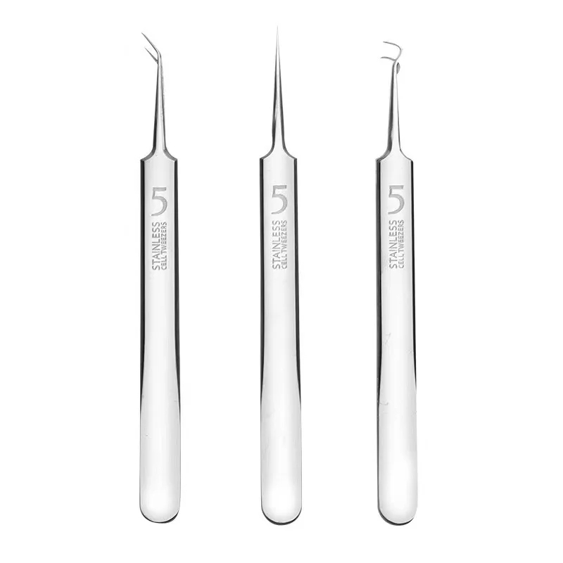 ドイツ製超微細No. 5セルニキビ黒ずみ除去クリップピンセット美容サロン専用スクレーピング＆クロージングツールニキビ針ツール