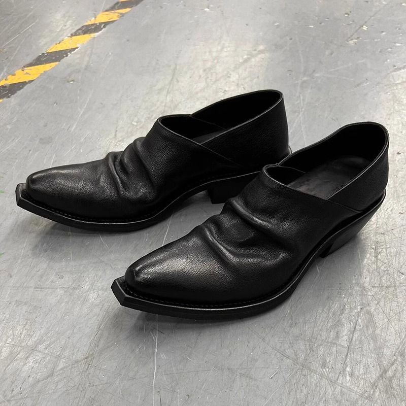 Cabeça virada de couro um pedal mocassim plataforma commuter assistente na moda masculino e feminino nicho aumentado sapatos derby casuais