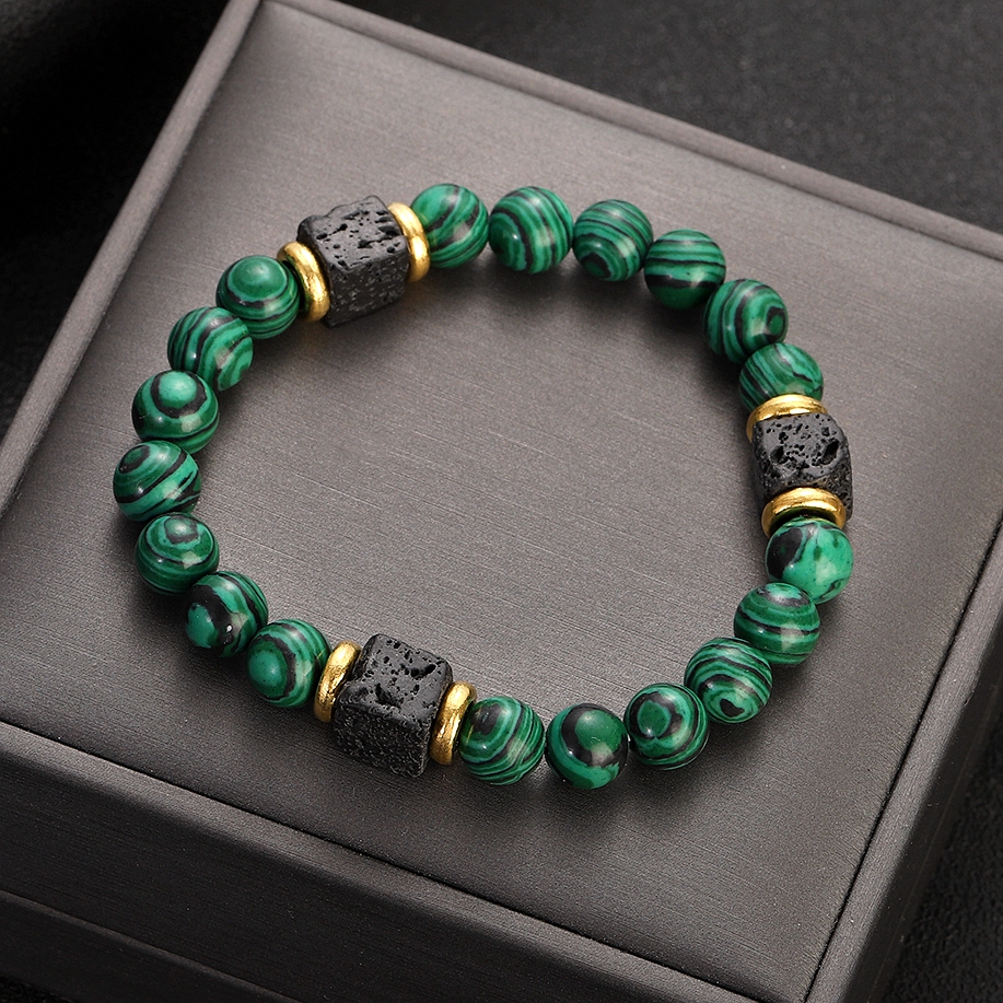 Klassische Malachit Armbänder Männer Schmuck Healing Lava Perlen Armband Pulsera Diabetes Relief Armband Frauen