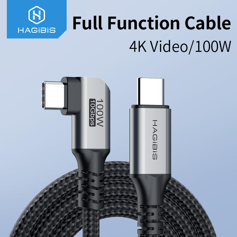 Кабель Hagibis USB C — USB C Кабель USB 3.2 Gen 2 Type C 10 Гбит/с 4K 60 Гц Видео 100 Вт Быстрая зарядка для iPhone 17 Macbook Pro iPad