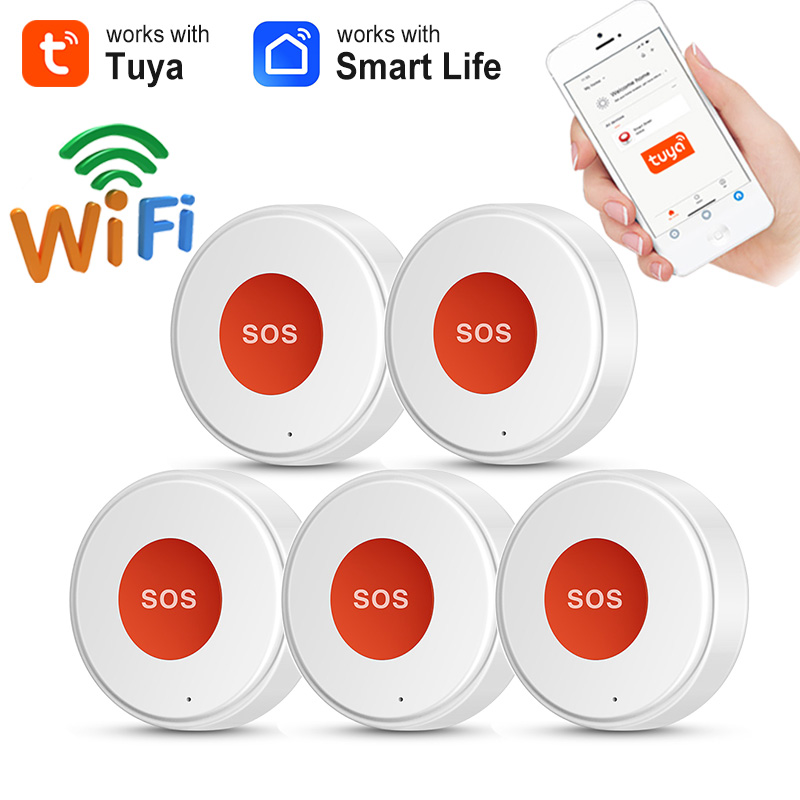 Tuya WiFi SOS-Taste One Key Notfall Drahtlose Sicherheit Alarm Panik Gerät für Ältere Kinder Hause Sicherheit Smart Leben APP Fernbedienung