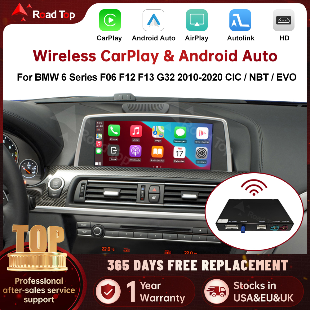 Roadtop sem fio carplay para bmw série 6 f06 f12 f13 g32 2010-2020 com android auto espelho link airplay função carplay
