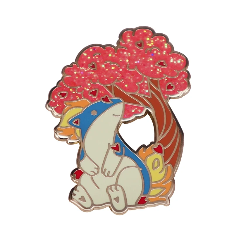 0uilava P0kemon Fire-type Hard Enamel Pin Cartoon Flame Elf Cyndaqui1 Anime Game Fans Collect Badge Biżuteria
