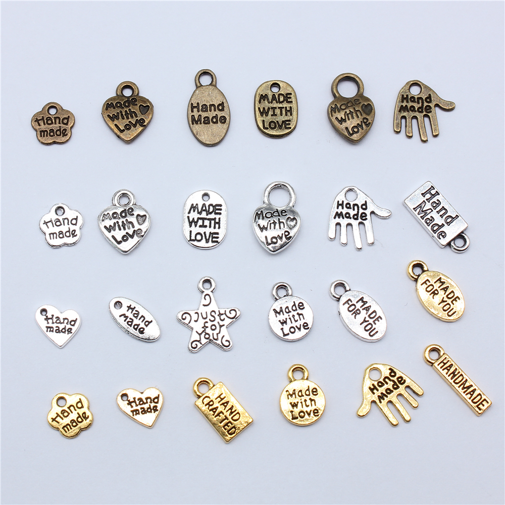 40 pièces en alliage métallique 3 couleurs lettre fleurons coeur breloques faites à la main avec des pendentifs d'amour pour la fabrication de bijoux bricolage artisanat fait à la main