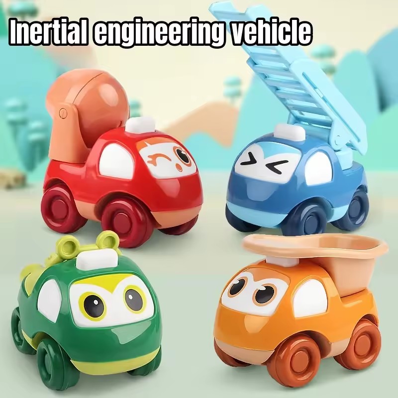 Ensemble de jouets de véhicule d'ingénierie de dessin animé mignon, mélangeur de Construction pour enfants, camion à benne basculante, tracteur, modèle de voiture coulissante à inertie, cadeaux pour bébé