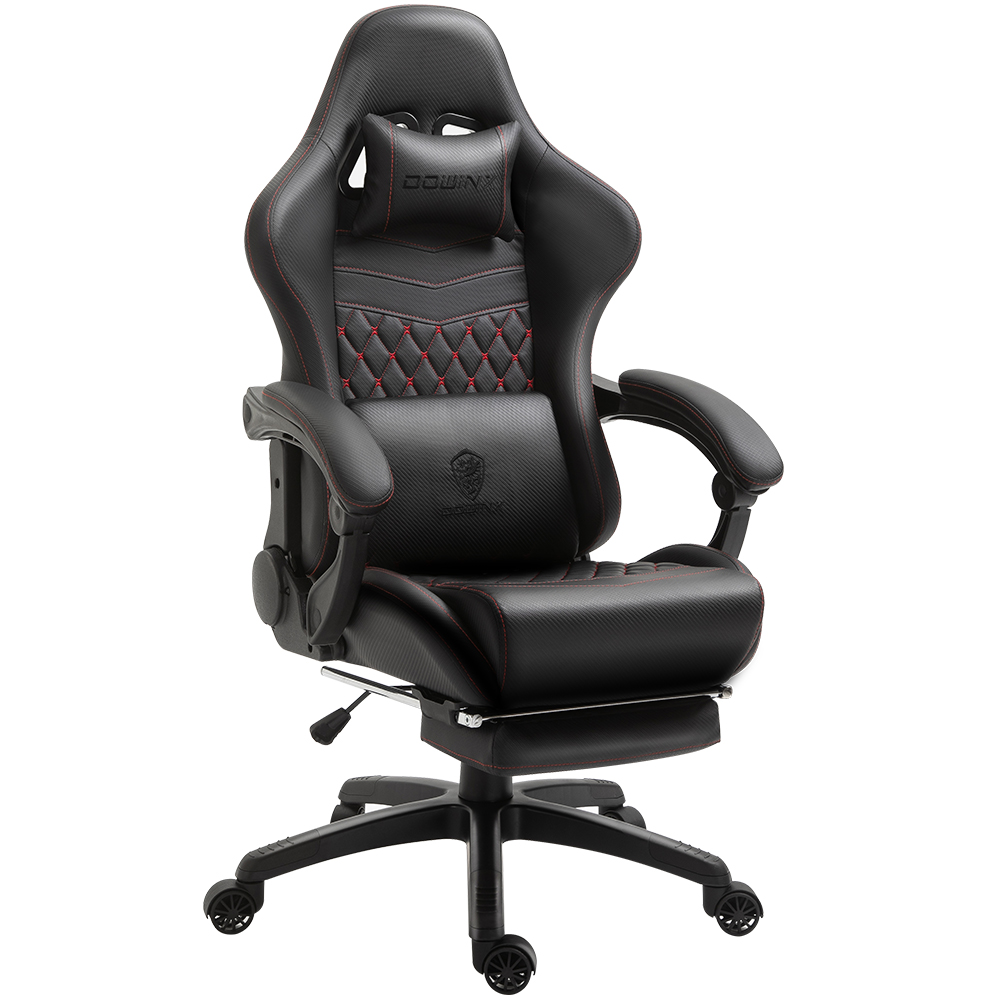Sedia da gioco/ufficio Dowinx per PC con poggiapiedi e supporto lombare, sedia da lavoro girevole regolabile con schienale alto in pelle PU stile vintage