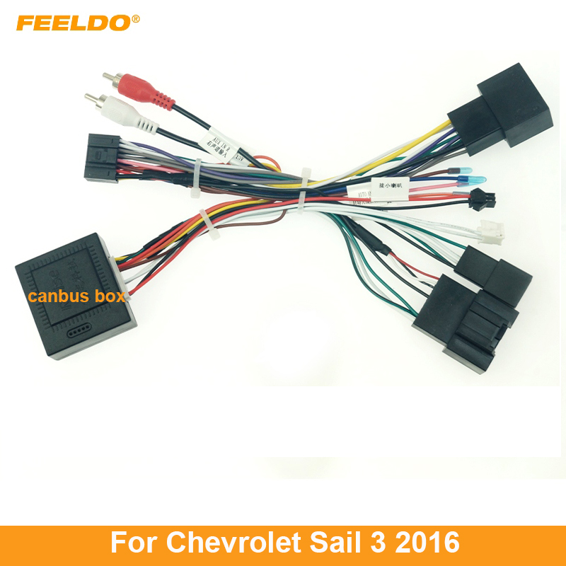 FEELDO Car Media Radio Player 16Pin Android Wire Harness With Canbus Box For Chevrolet Sail-3 2016 Power Cable
