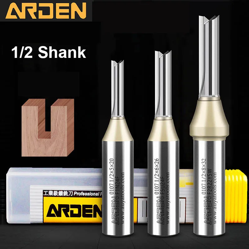 Arden CNC TCT Прямая концевая фреза 2F Деревообрабатывающий инструмент Твердосплавный резак 1/2 хвостовика Фреза для МДФ Фанера ДСП Сверло
