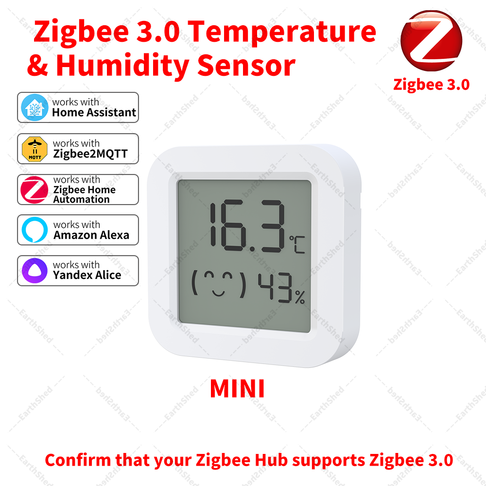 Zigbee 3.0 온도 및 습도 센서 Zigbee 허브는 홈 어시스턴트 Yandex Alexa ZHA Zigbee2MQTT와 함께 작동해야 합니다.