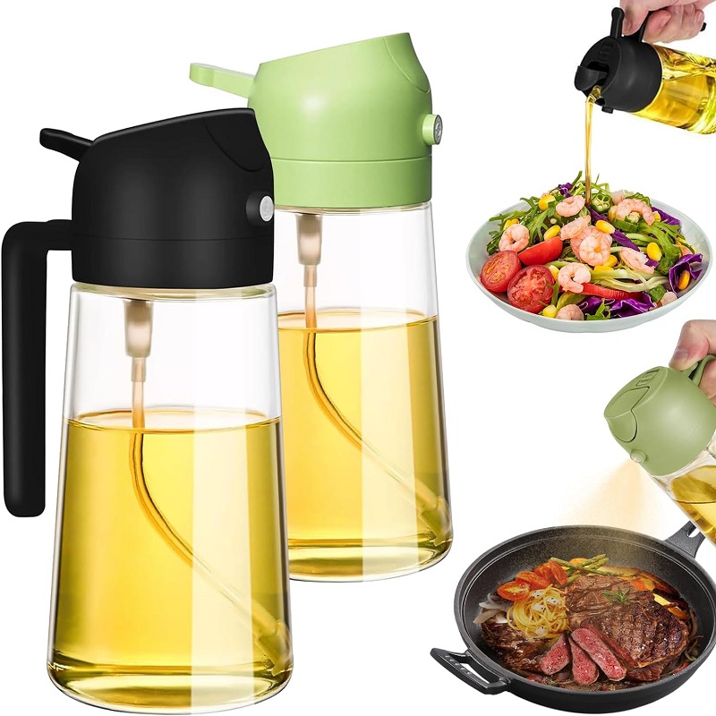 Botella pulverizadora de aceite 2 en 1, cocina de plástico, barbacoa, dispensador de aceite de oliva, tarro de aceite para hornear, vinagre, salsa de soja, contenedor en aerosol