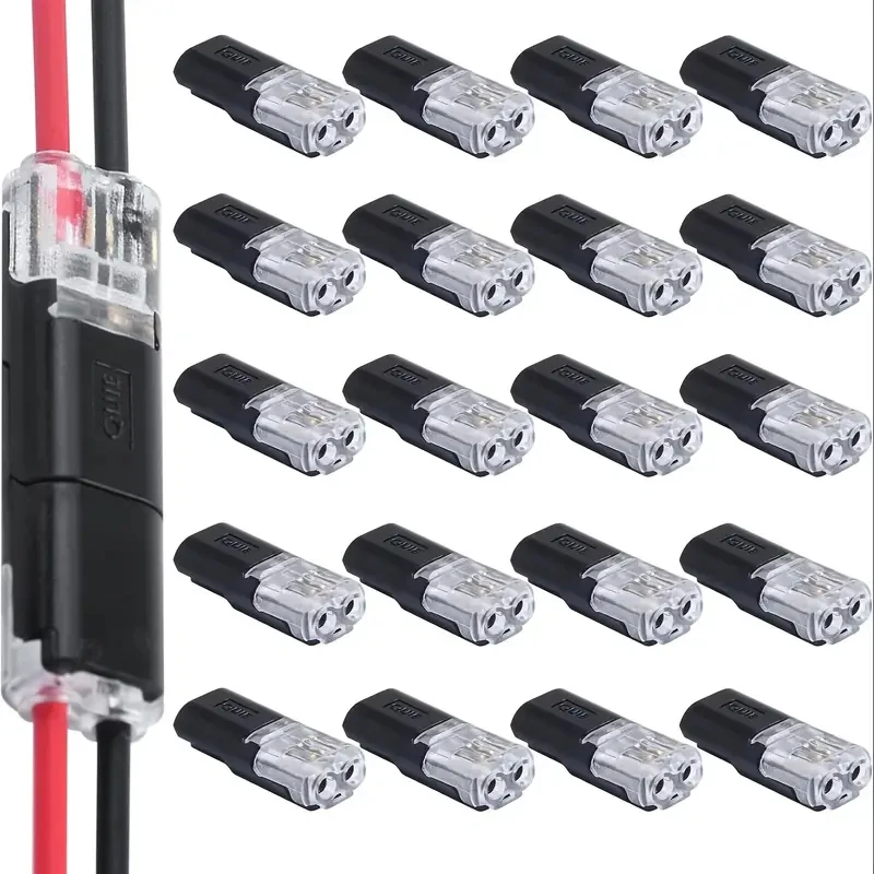 10/20/30/50/100 Pack of H2 2-Pin Pluggable Wire Connectors, Nylon Insulated Copper Quick-Connect Terminal Blocks, Suitable for Low-Voltage Cables, No Power Mode Required, No Electronic Components