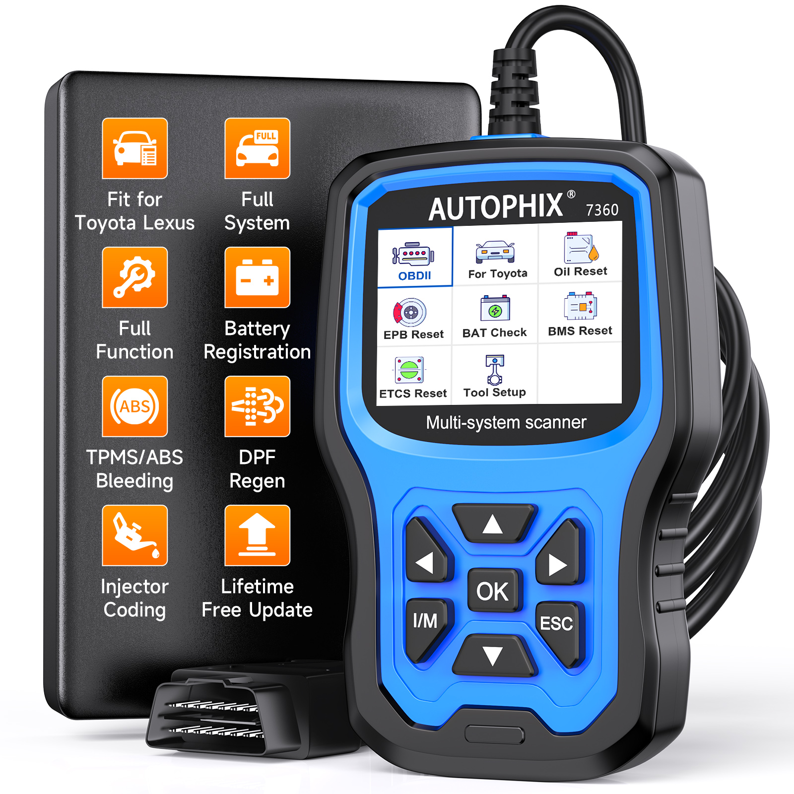 AUTOPHIX 7360 для Toyota OBD2 сканер все системы автомобильный считыватель кодов ABS EPB SRS OIL BAT сброс автомобильный диагностический сканер