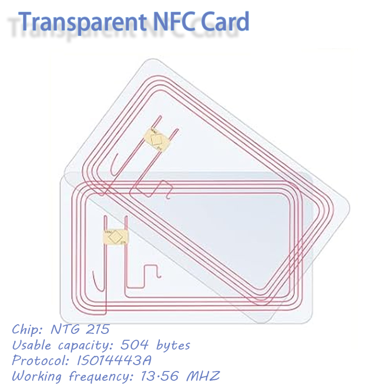 Tarjeta NFC transparente, etiquetas NFC en blanco, etiquetas NFC regrabables programables NFC 215, tarjeta transparente NFC Compatible con Amiibo