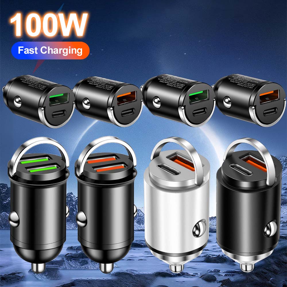 100W Mini PD USB Autoladegerät Feuerzeug Autoladegerät für Xiaomi Samsung Huawei Superschnellladung QC3.0 Autoladegerät für iPhone