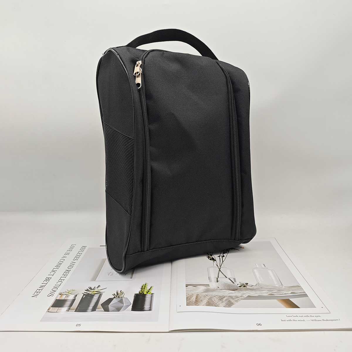 Bolsa portátil para sapatos de golfe, bolsa de tecido oxford para transporte de sapatos, respirável, leve, à prova de poeira, bolsa para sapatos de futebol e tênis