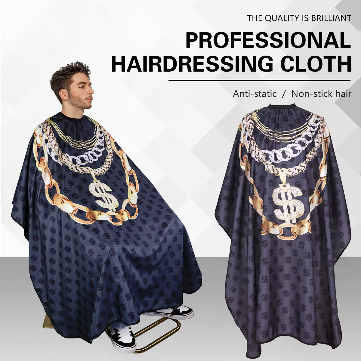 Celemek Penata Rambut Profesional Gaun Penata Rambut Tahan Air Kerah Jepret Potongan Rambut Kain Potongan Rambut Antistatik