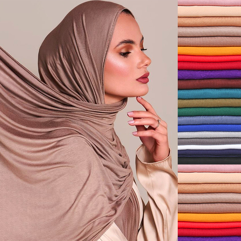 Jersey musulmán de Ramadán para mujer, Jersey de algodón Modal, Hijab suave de Color sólido de alta calidad, bufanda larga africana