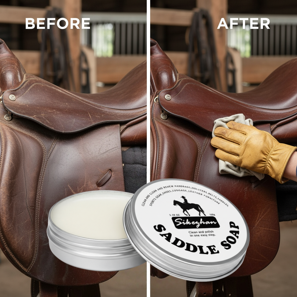Crema para sillín de cuero de primera calidad, revitaliza y restaura el acondicionamiento profundo, impermeabilización y potenciador de brillo para aparejos y aparejos de sillín de caballo