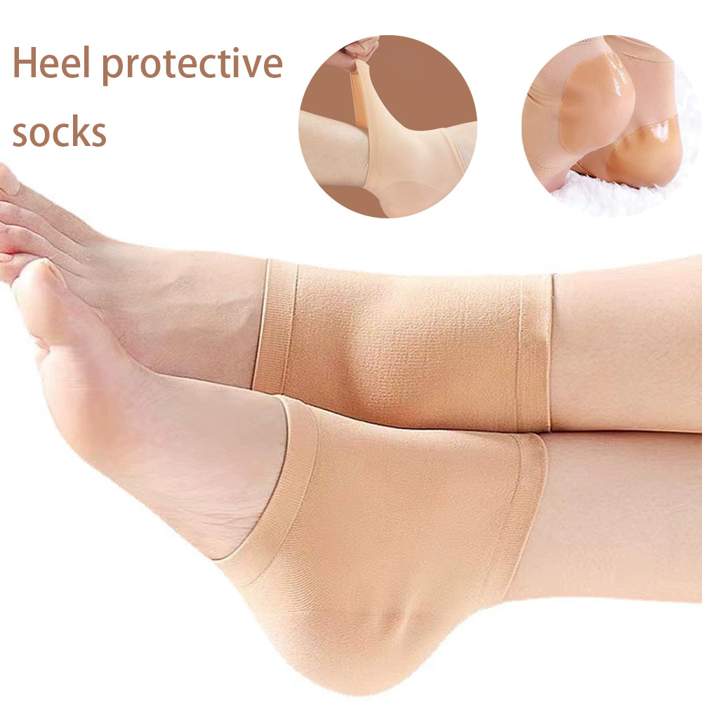 Czarny/Nude Heel Protective Mesh Gel Silicone Heel Sock Foot Cover Nawilżający, odporny na zużycie, zapobiegający pęknięciom Półsock Heel Cover