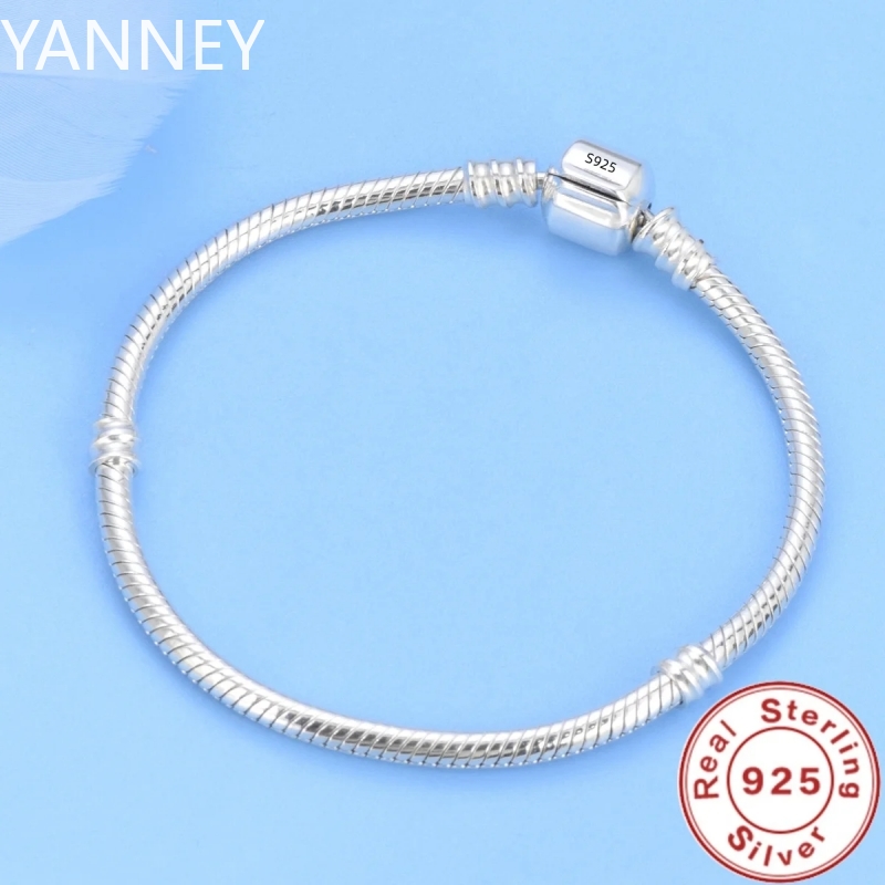 Pulsera de plata de ley 925 con certificado Original de marca famosa para mujer, abalorios DIY, cadena de eslabones de serpiente, joyería de muñeca clásica