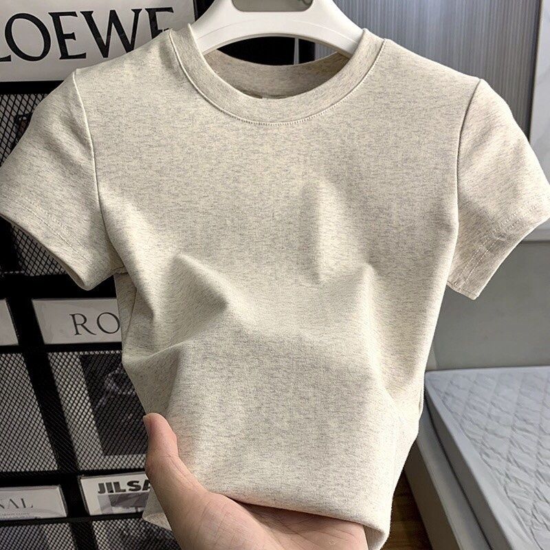 T-shirt à manches courtes uni pour femme, printemps été, décontracté, doux, coupe ajustée, basique, hauts, t-shirts tendance pour femme, tous styles