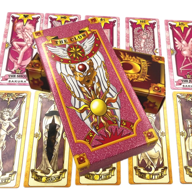 Cartas de Cosplay de Anime Captor Sakura KINOMOTO, cartas de payaso, accesorio de Tarot, cartas de póker de papel divertidas para familia, amigos, accesorios de fiesta de Navidad