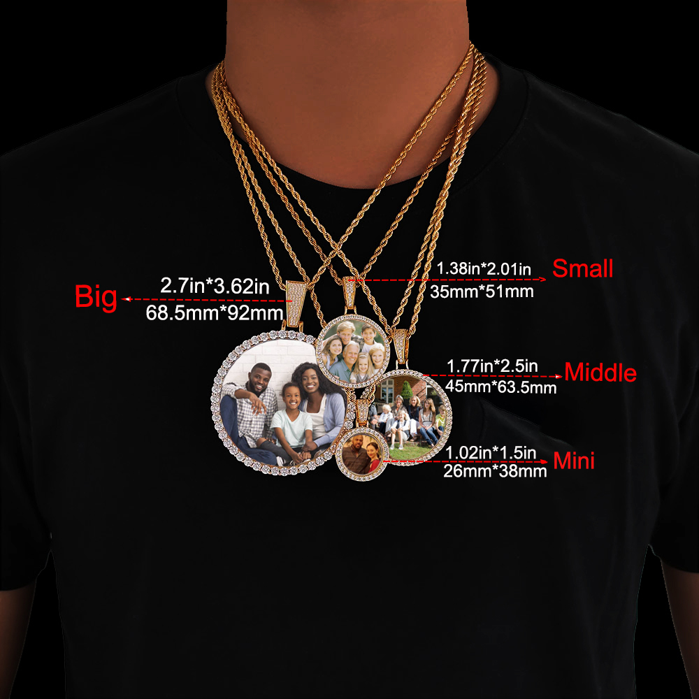 Collares con colgante de imagen personalizada, joyería de Hip Hop, cadena circular personalizada, colgante de medalla con foto de memoria, regalos de navidad