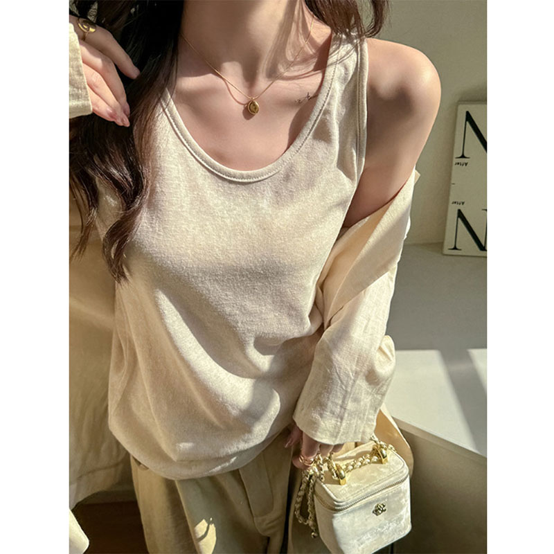 Nuovi Top Estivi Casual da Donna 2026, Canotta Basic Senza Maniche Tinta Unita Versatile, Stile Coreano Semplice e Ampio con Scollo a O