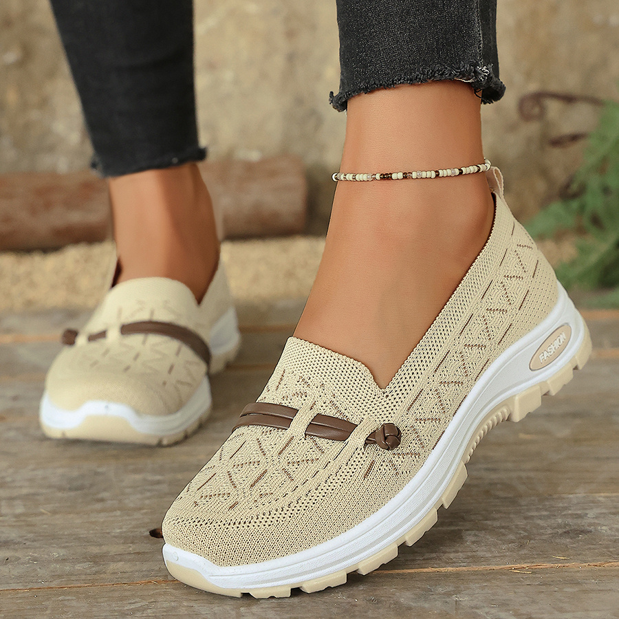 Damen Sportschuhe mit Anti-Ridh-Fetimgewölbe |   Atmungsaktive, stoßd wegpfende PVC-Sohle, Low-Top Allround Freizeit Schuhe, Slip-On