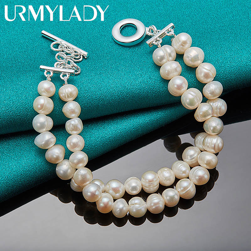 Urmylady 925 Sterling Zilver Natuurlijke Zoetwater Parel Ketting 20Cm Armband Voor Vrouwen Bruiloft Engagement Fashion Charm Sieraden