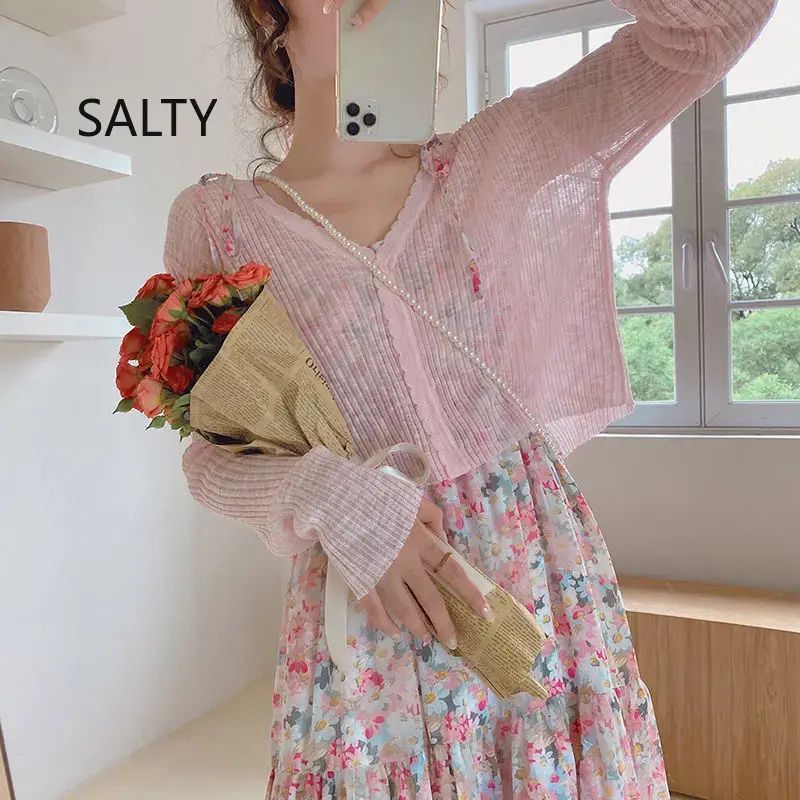 Cárdigans cortos de punto para mujer, prendas de vestir exteriores con protección solar, chaqueta fina dulce para mujer, 6 colores, verano 2025