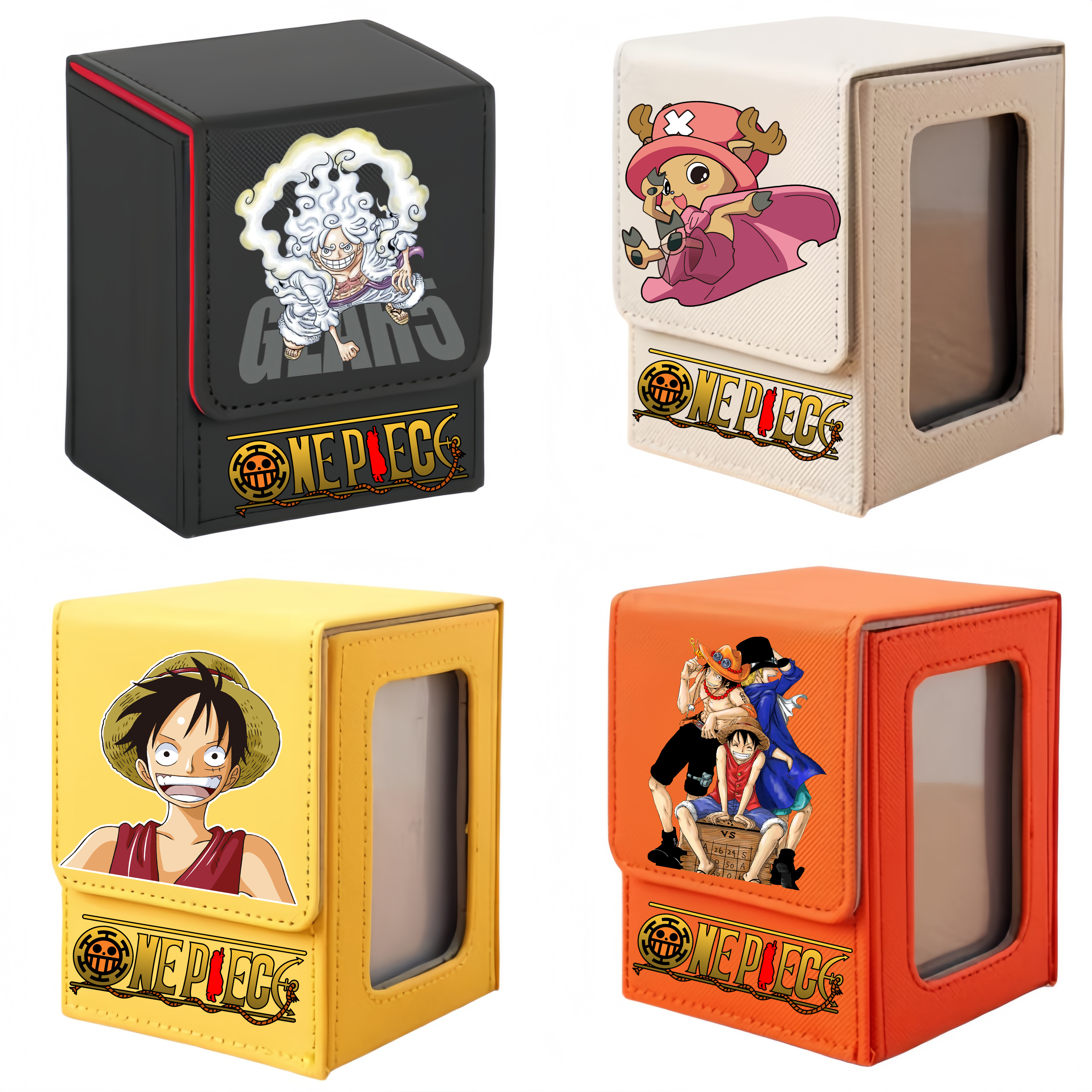 Коробка для коллекционных карт ONE PIECE Luffy Zoro с окном, магнитной застежкой и мультяшным дизайном, органайзер для игровых карт и украшений