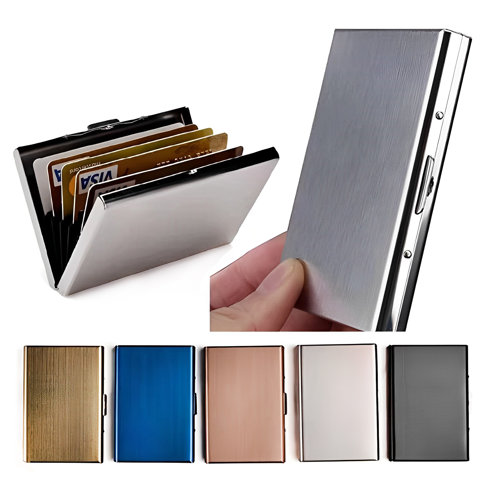 Antivol ANTI Rfid blocage ID banque porte-carte de crédit portefeuilles hommes mince boîte en aluminium métal Mini minimaliste porte-carte étui