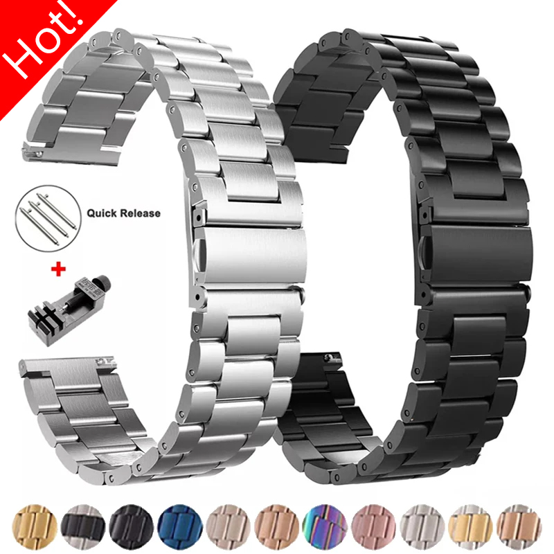 Correa de 22mm 20mm para Samsung Galaxy 7 6 5 4 40/44mm 6 Classic Gear S3 Active2 pulsera de acero inoxidable para Huawei GT3 4Pro Amazfit