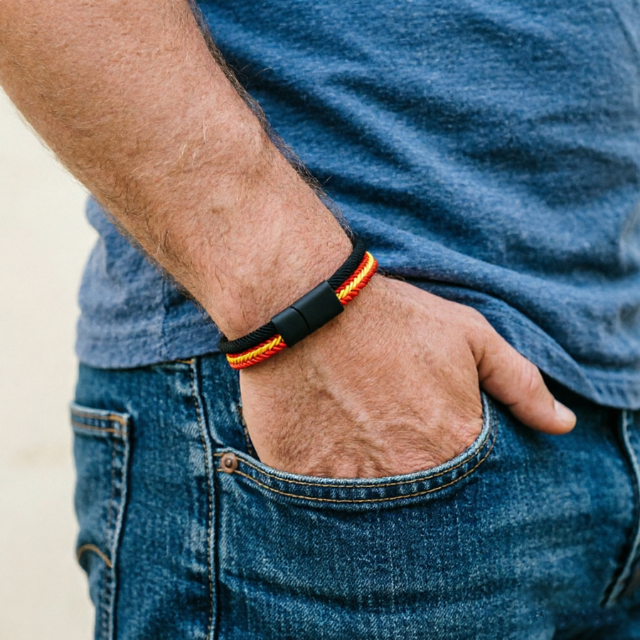 Pulsera trenzada con la bandera de Alemania para hombre, pulsera de cuerda tejida a mano, tela de grado A, brazalete de color nacional, regalo para aficionados al fútbol