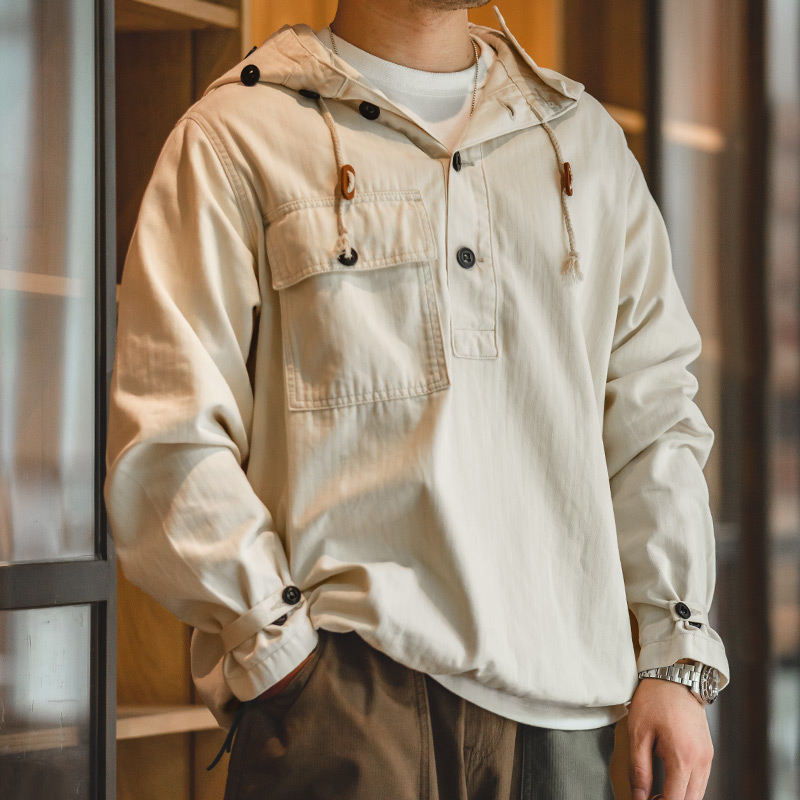Maden-Sweat à capuche rétro américain pour homme, manteau pour temps violent, sweat à capuche Charge, beige, blanc, pont imbibé, automne