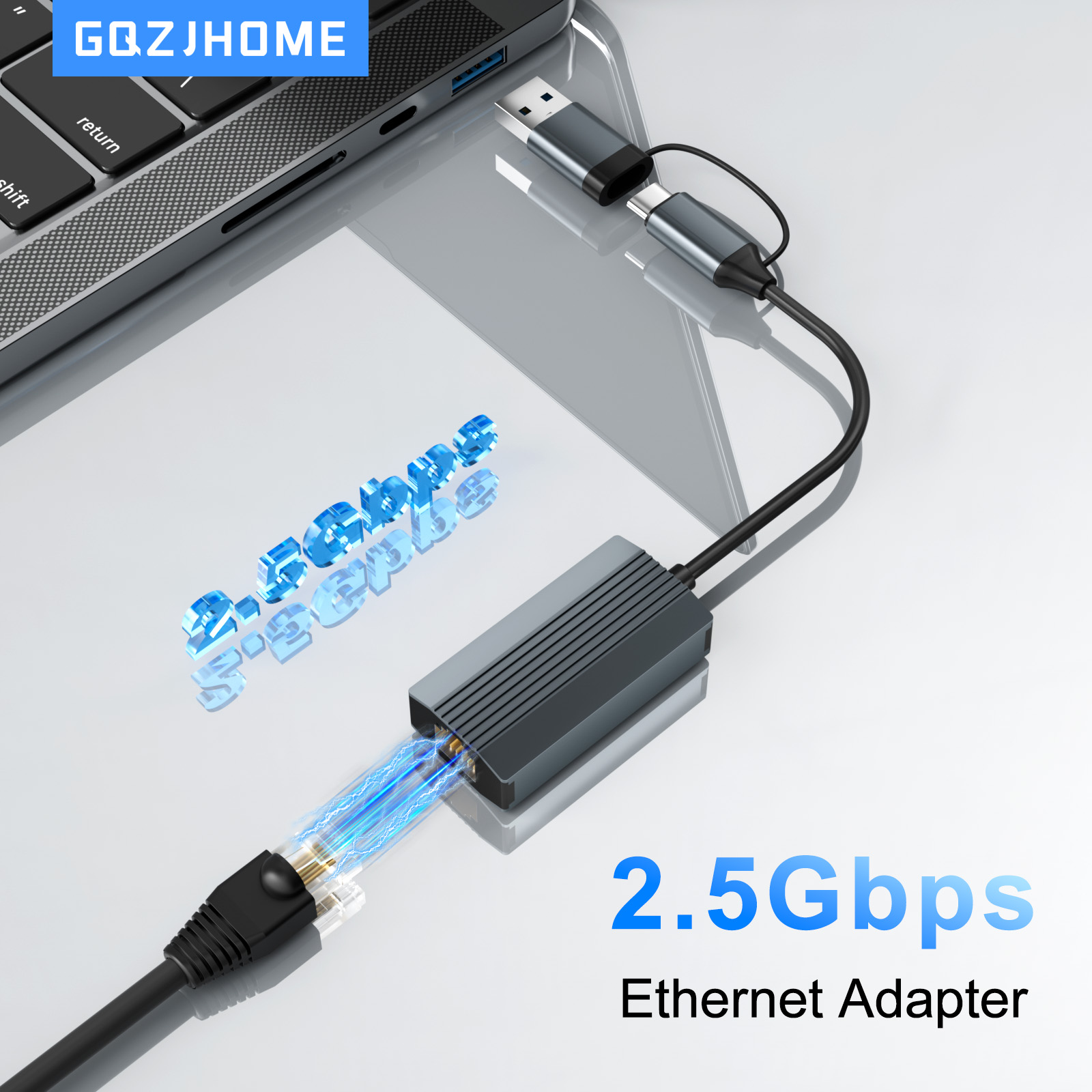 Ethernet-адаптер 2,5G, 2500 Мбит/с, USB 3.0 и сетевая карта типа C к Rj45 для портативных ПК, NAS-сервера, Windows Mac OS, Интернет