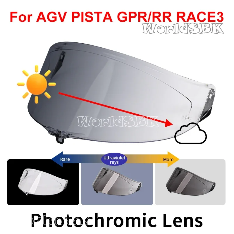 Photochromic Shield Visor เลนส์สําหรับ AGV Pista GPR GPRR R RACE 2 RACE 3 Full Face Viseira Capacete Racing หมวกกันน็อกอะไหล่