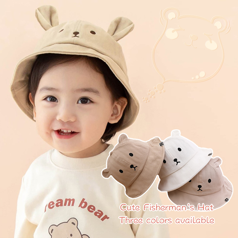Urso bonito bebê balde chapéu primavera verão ao ar livre chapéus de sol para menino menina dos desenhos animados orelhas de urso chapéu do bebê panamá boné bonés de beisebol