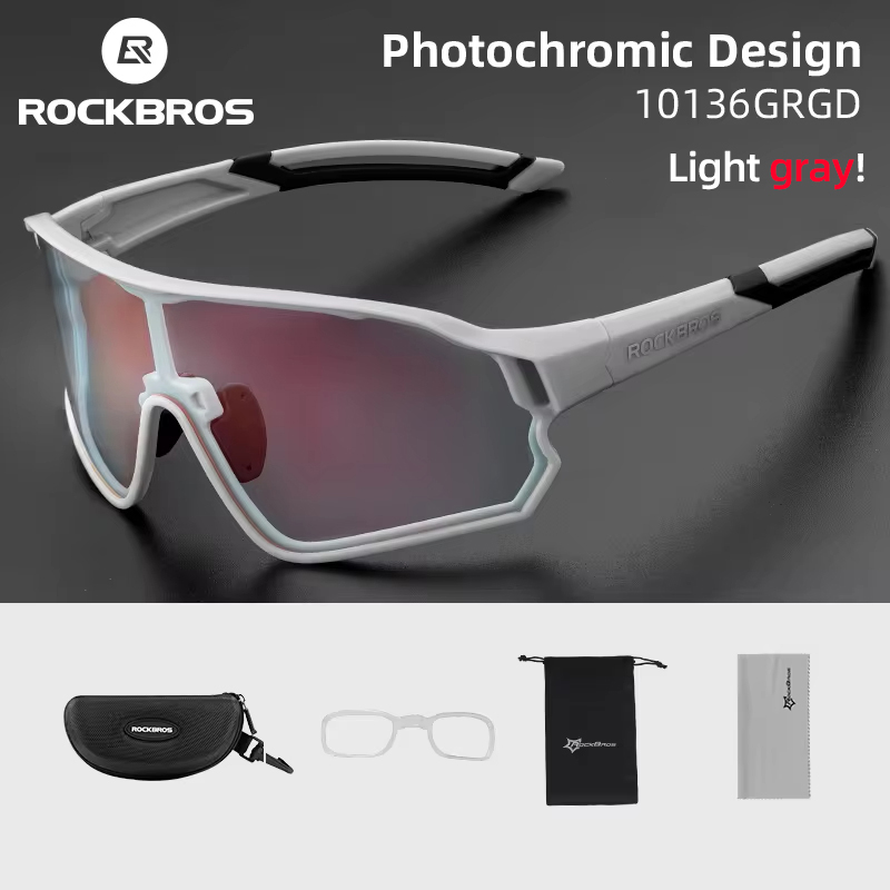 ROCKBROS kacamata bersepeda photoromik, kacamata UV400 olahraga luar ruangan sepeda MTB balap ringan fleksibel