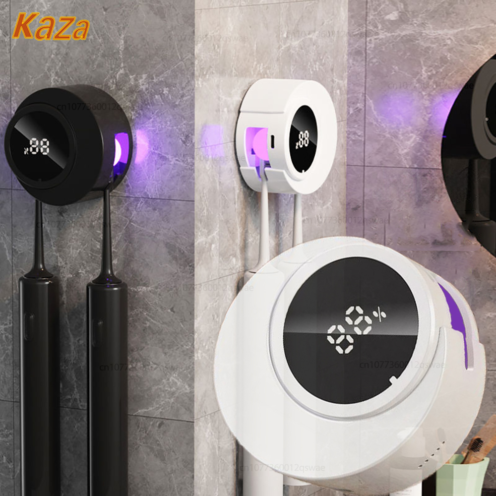 Toothbrush Holder UV Light Rechargeable Toothbrush Sterilizer With LED Display Bathroom Wall Mounted Electric Toothbrush Holder