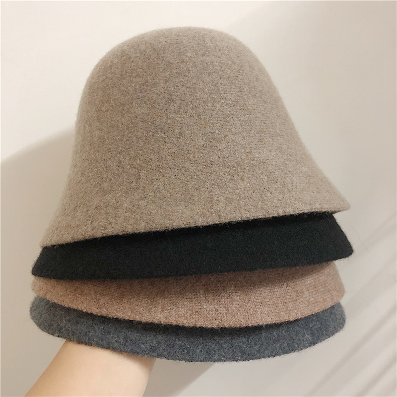 Sombrero de cubo cálido Vintage de lana auténtica japonesa para mujer, sombreros de lana con cúpula Retro de fieltro, gorros de Panamá de estilo británico a la moda para mujer