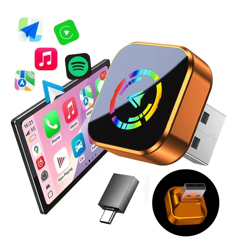 Adapter 2w1 Bezprzewodowy Carplay Android Auto Adapter z przewodowego na bezprzewodowy Carplay Port USB/USB-C Bezprzewodowe sterowanie Plug & Play Carplay
