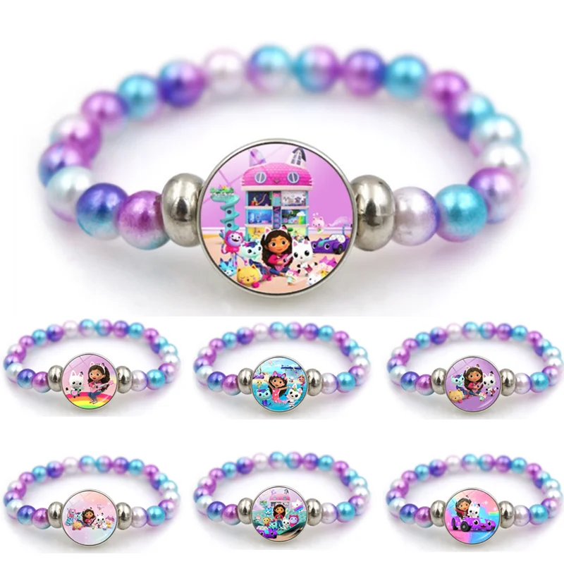 Pulsera de casa de muñecas Gabby, pulsera con cuentas de moda, accesorios de joyería de dibujos animados de Anime, regalo de cumpleaños para Baby Shower para niños y niñas